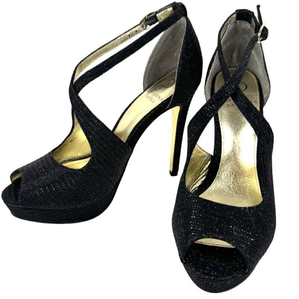Adrianna Papell NEW Platform Heels Rosalie Black Gavi Glitter Formal Size 6.5M